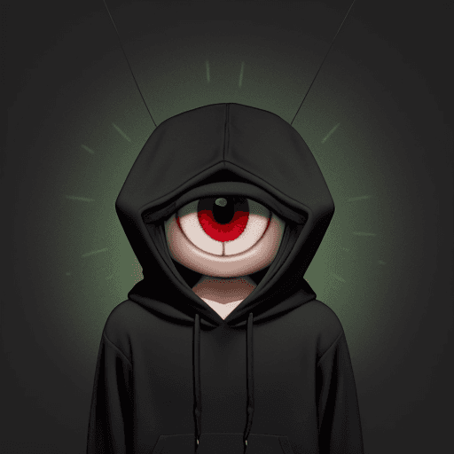 AI generated: Plankton Wears a Black Hoodie and has One Big Cute Red Eye, 