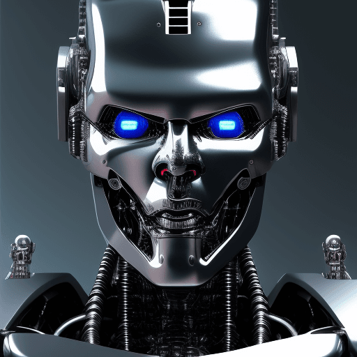 AI generated: portrait of robot Terminator, cyborg, evil, in dynamics, highly detailed, packed with hidden details...