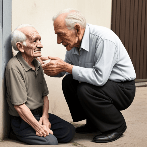 AI generated: A good person help old man