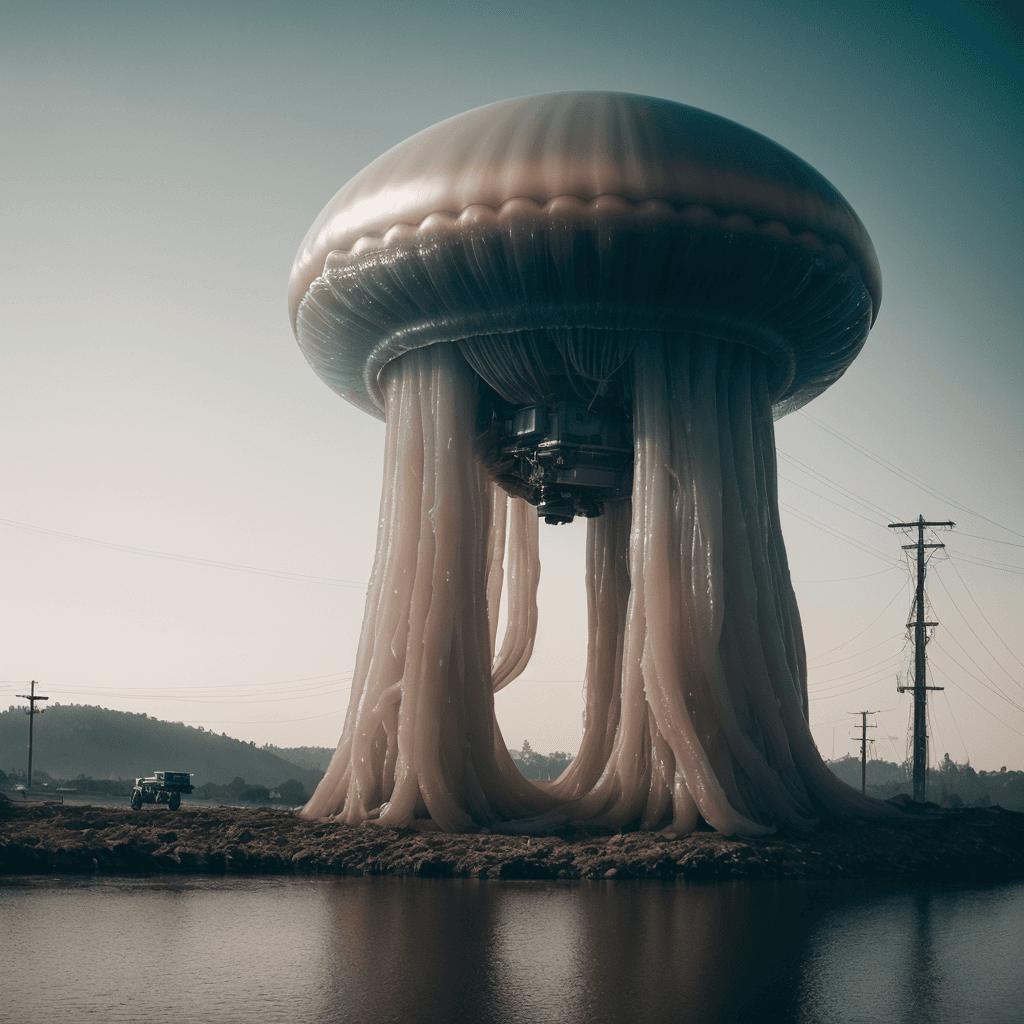 AI generated: (ilford delta,muted colors soothed tones), a high quality photograph of biocyberpunk by Simon Stålen...