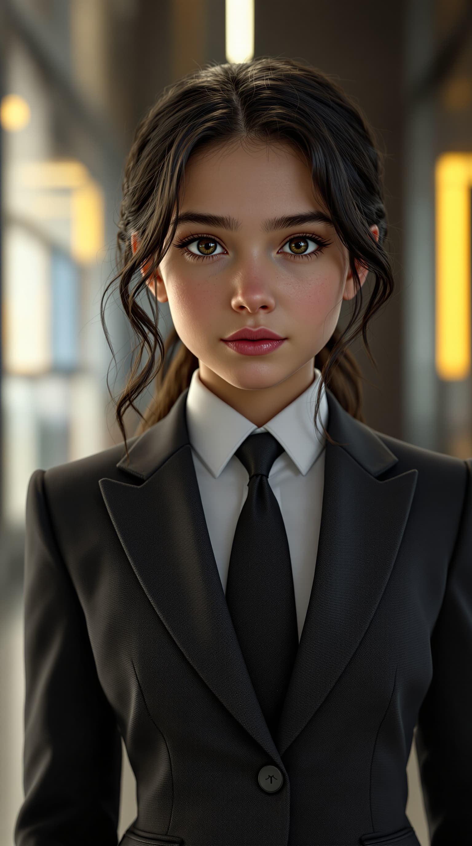 AI generated: A hyper-realistic depiction of a twelve year old Diane Ryan playing the role Diana Prince, wearing a...