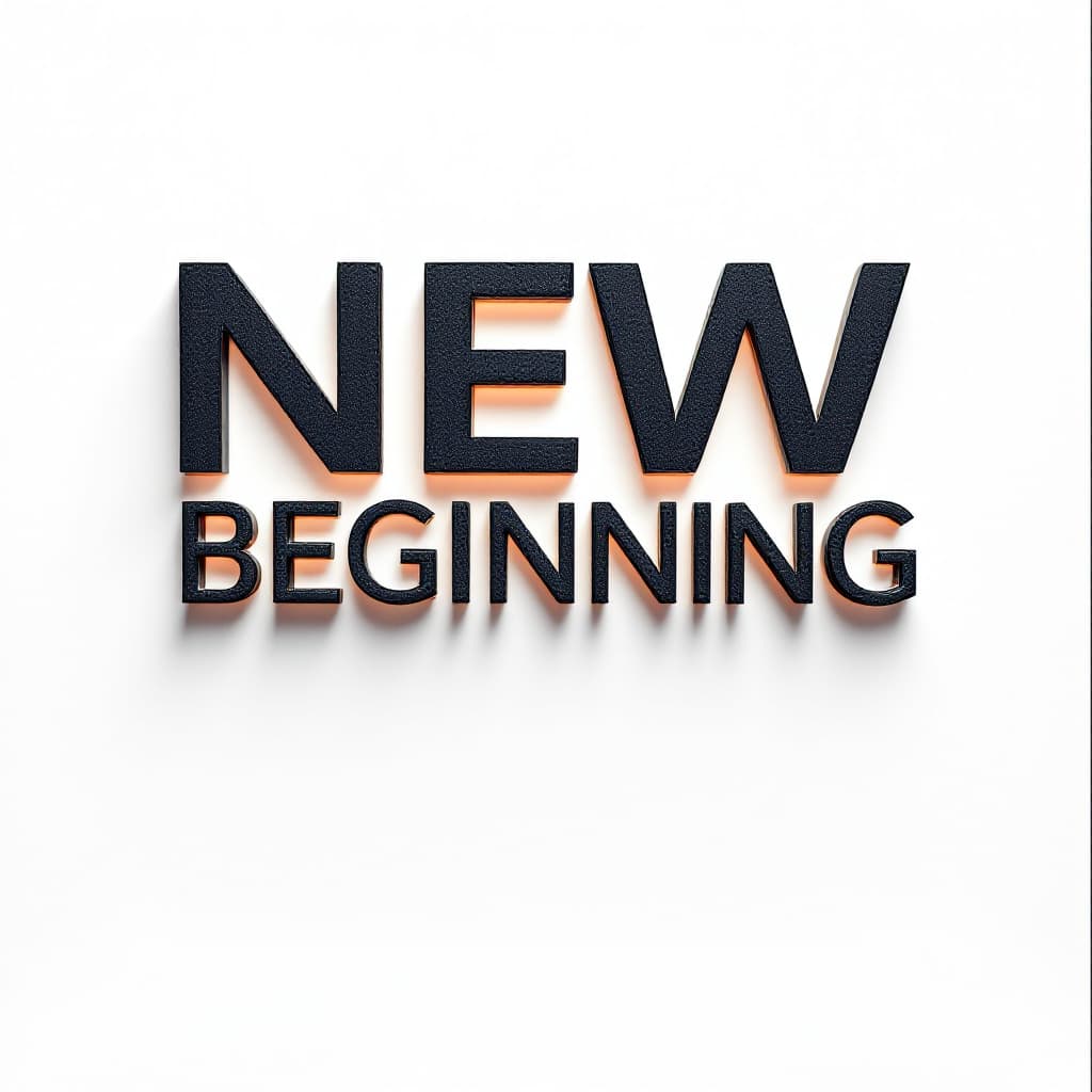 AI generated: make high resolution, white background with "NEW BEGINNING" front and center, professional look, sty...