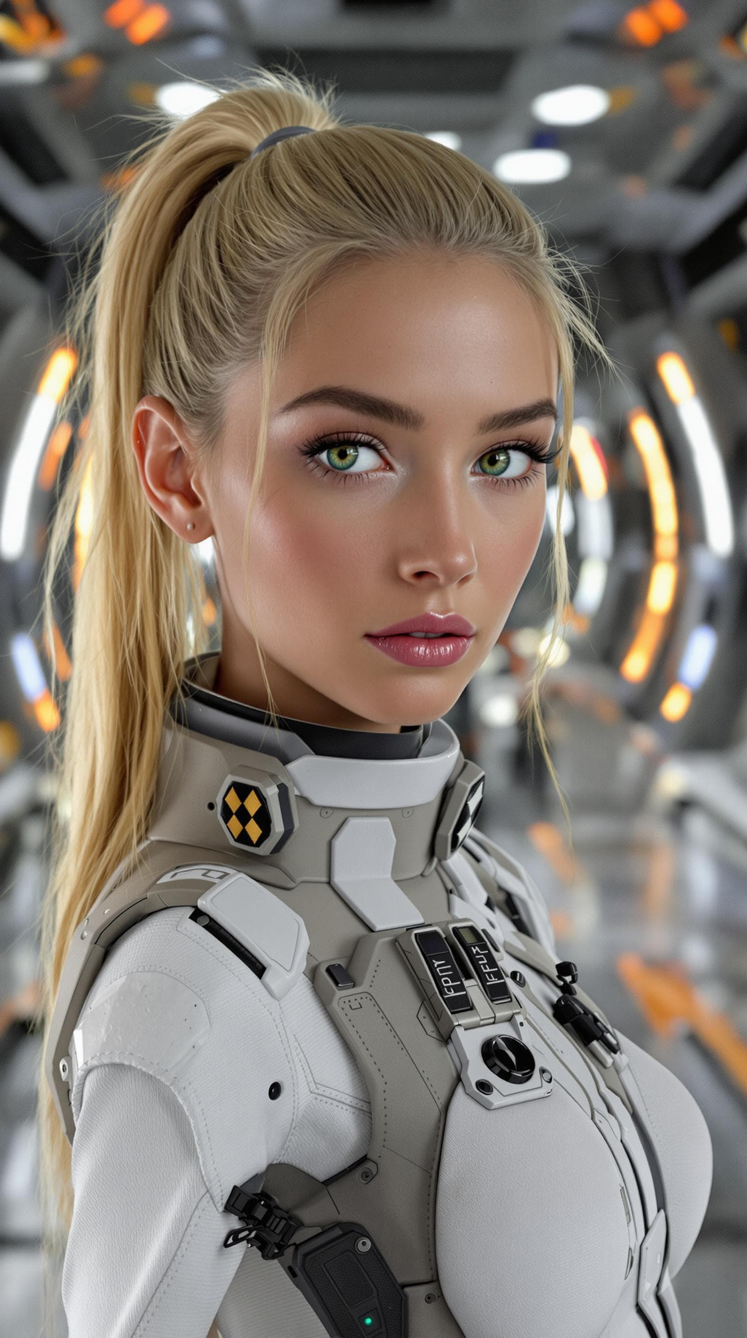 AI generated: a professional photo of a exceptionally of the most beautiful (age 15) United State Space Force, (fu...