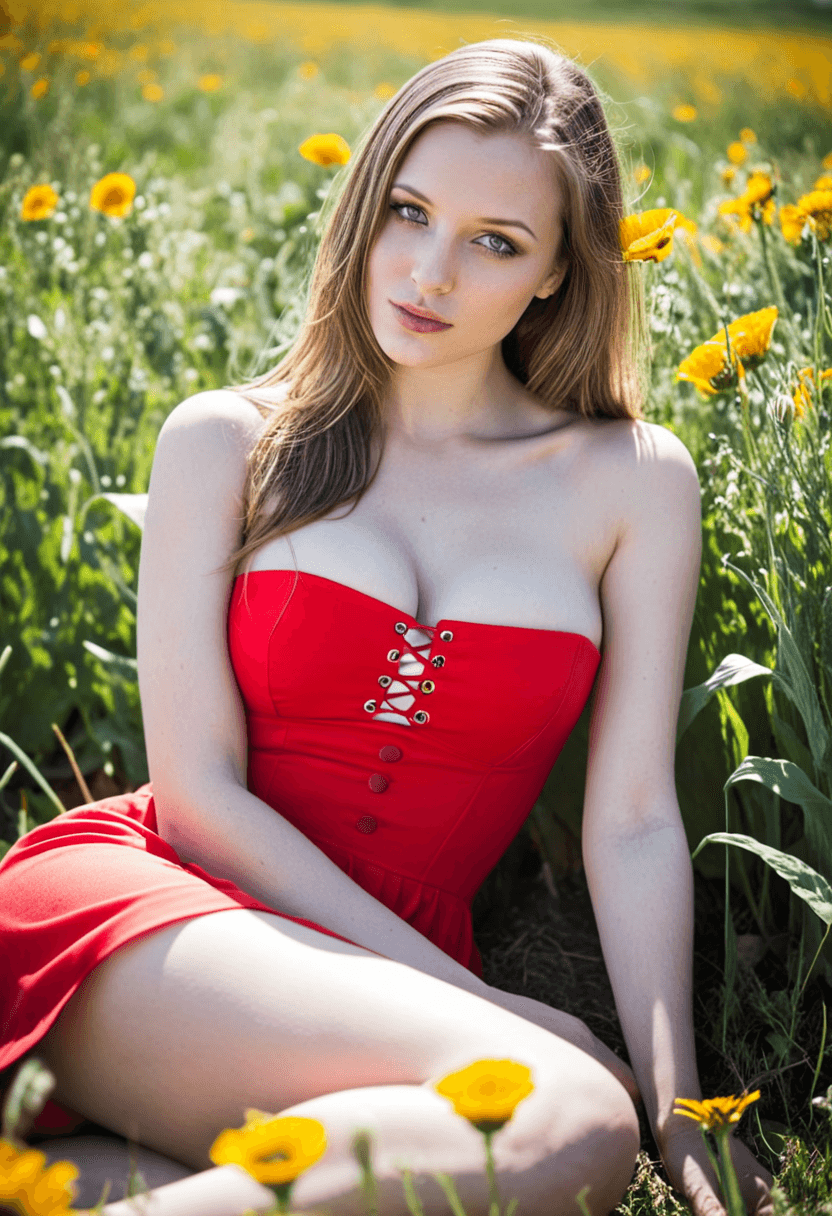 AI generated: analog film photo woman, long light-brunette hair with blonde highlights, light-blue eyes, full lips...