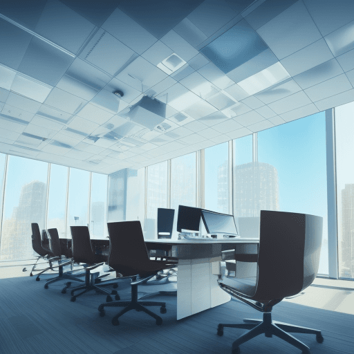 AI generated: Hyper-realistic photography of office interior design inside a large company of oil and gas and inve...