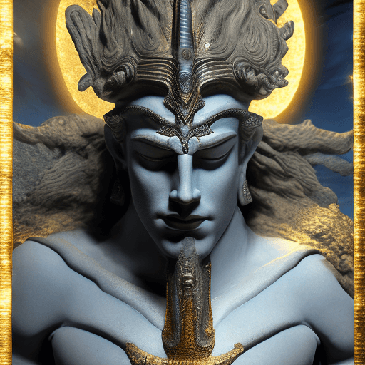 AI generated: High resolution photography of a male deity named Kraten, the Night Bringer