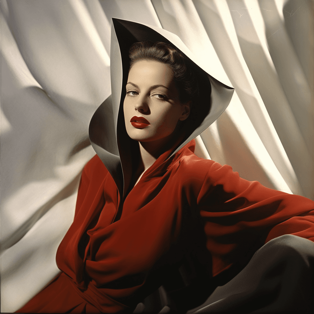 AI generated: high fashion, woman, vogue, 1946