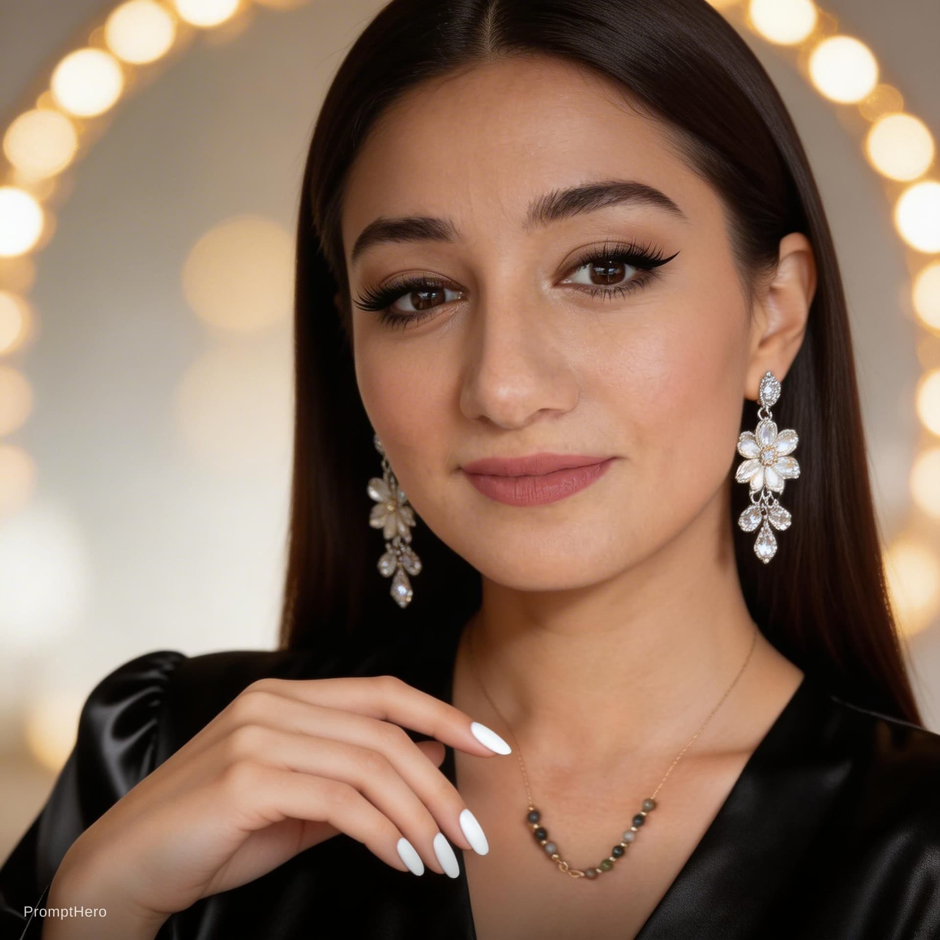 AI generated: Ultra-realistic high-end beauty portrait of a young woman with flawless, glowing skin and a dewy fin...