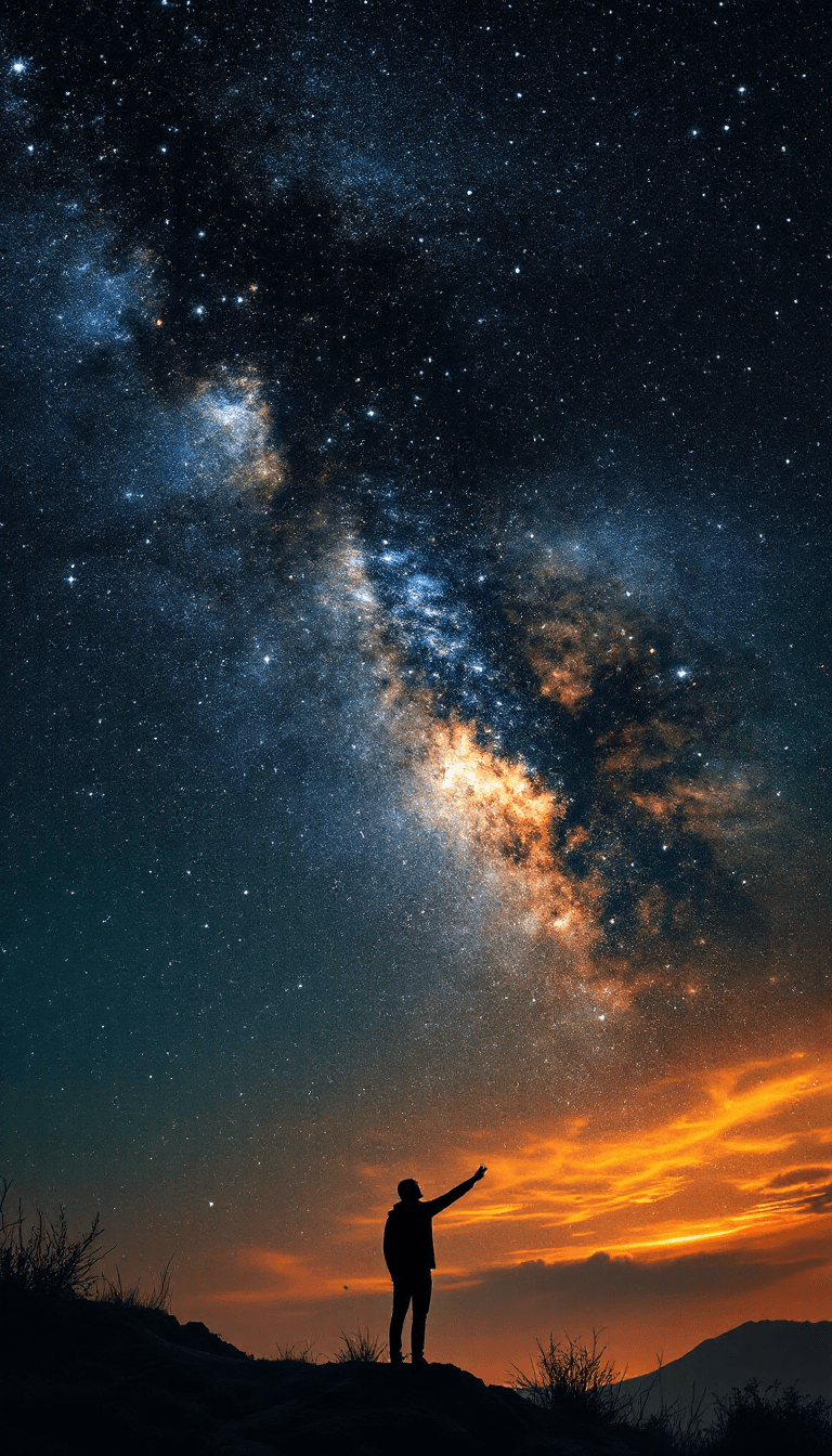 AI generated: Arching under the night sky inky
with black expansiveness, we point
to the planets we know, we
pin q...