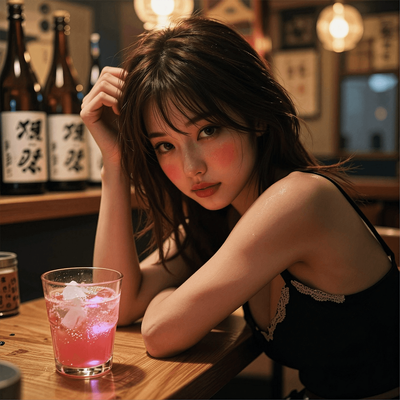 AI generated: A highly detailed, photorealistic, cinematic vertical medium close-up of a beautiful young woman lea...