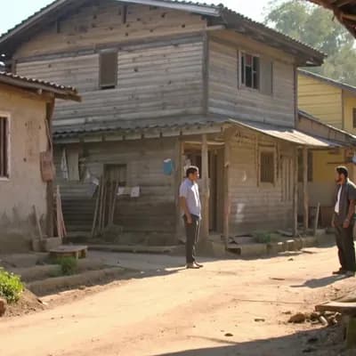 AI generated video: “Inside a modest rural Javanese house, a man strangles a woman from behind, dramatic lighting, the w...