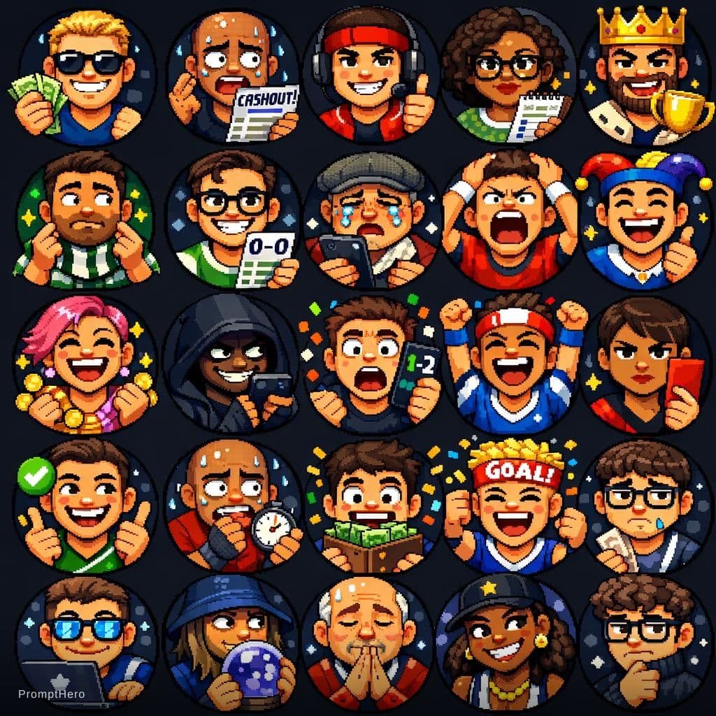 AI generated: Create a pack of 25 unique pixel-art profile avatars for “Fantabolletta”, a football prediction and ...