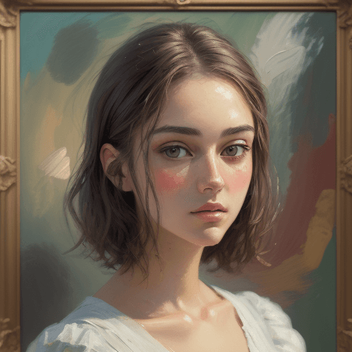 AI generated: model, soft impressionist impasto brush strokes perfect composition, perfect face, rim ligthing, cha...