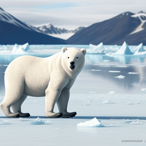AI generated: UN OSO POLAR EN MEDIO DE UN GLACIAR CON LA LETRA "M"