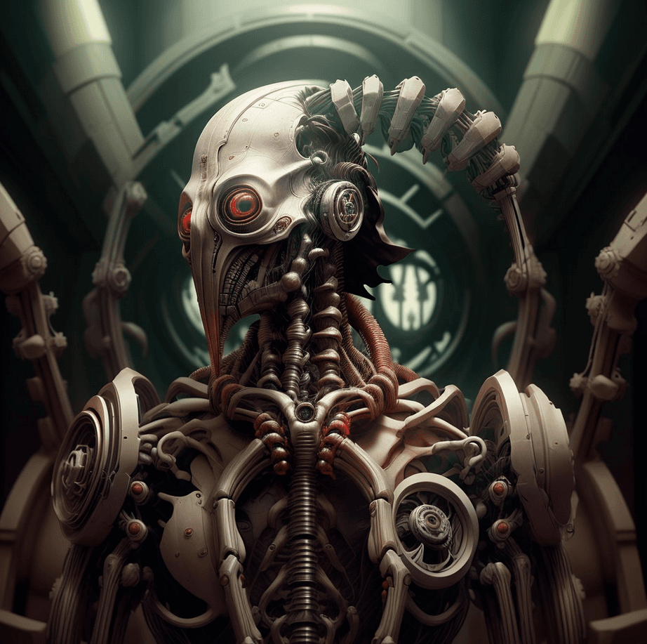 AI generated: a robot that is standing in the middle of a room, cyberpunk art by Jason A. Engle, zbrush central co...