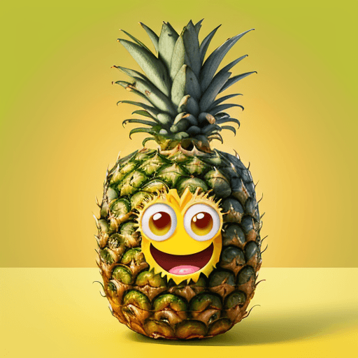 AI generated: Pineapple: A cute, animated pineapple character with a big smile and bright eyes. The pineapple shou...