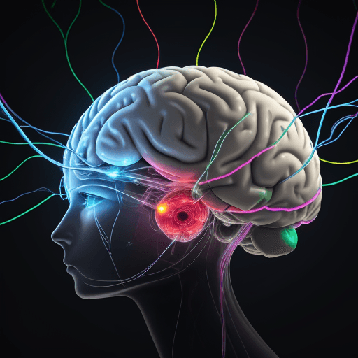 AI generated: scientific image of the brain with electrodes being stimulated by alpha brainwave therapy just the b...