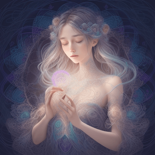 AI generated: A mesmerizing digital artwork, Ethereal Bloom, featuring a a women with many color nuances, intricat...