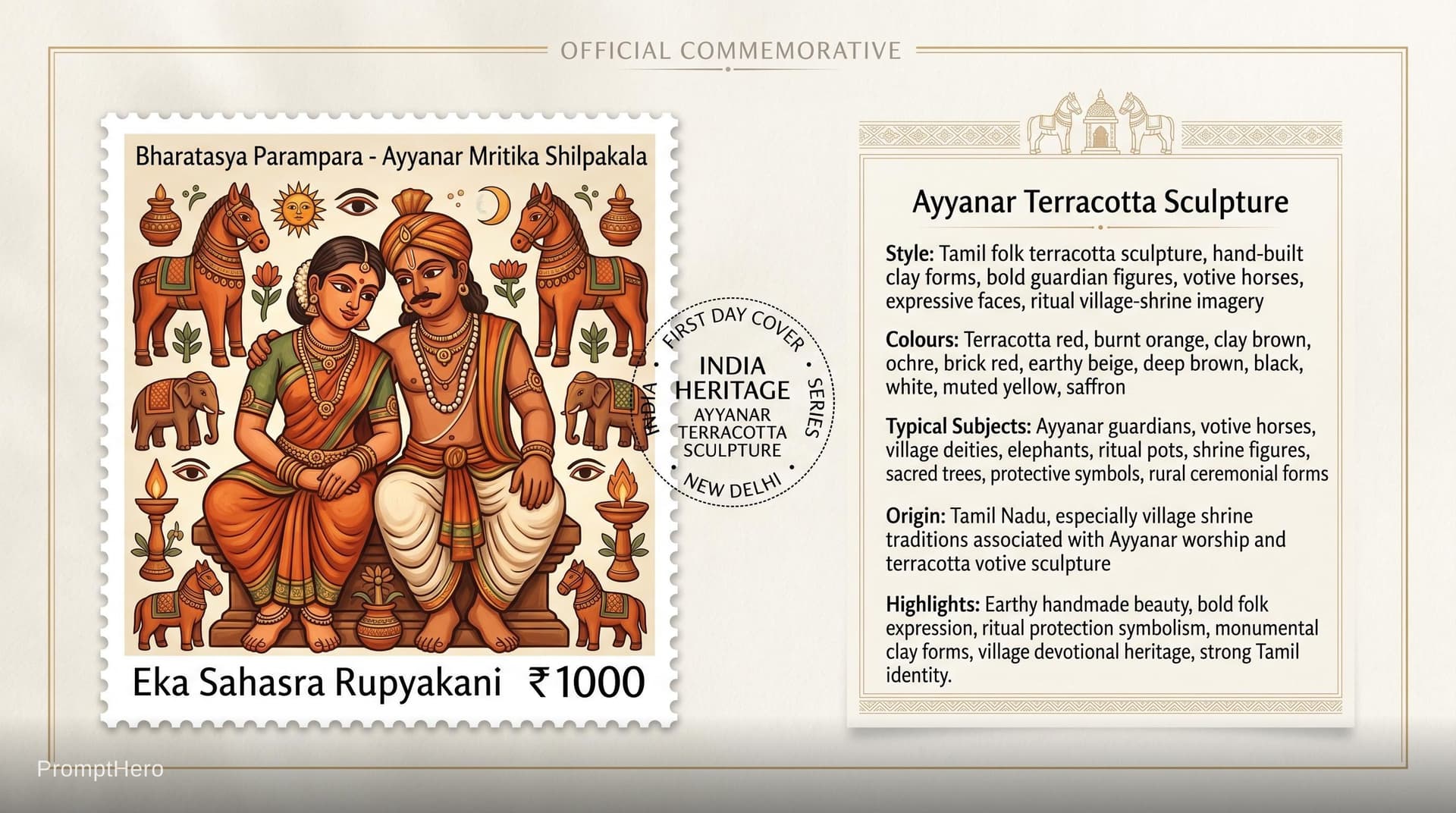 AI generated: Create a 16:9, 4K premium commemorative First Day Cover envelope inspired by India Post heritage des...