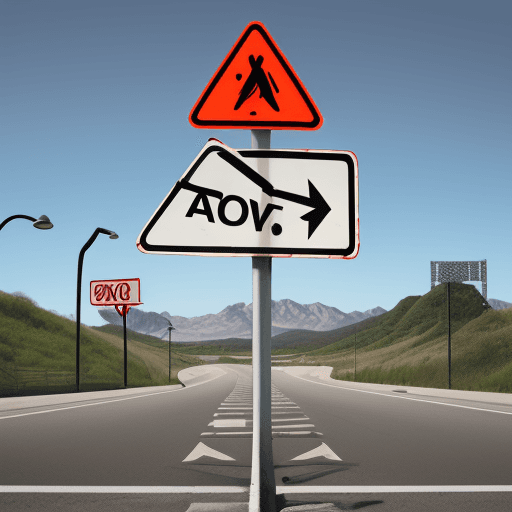 AI generated: traffic sign with single direction lock all twisted