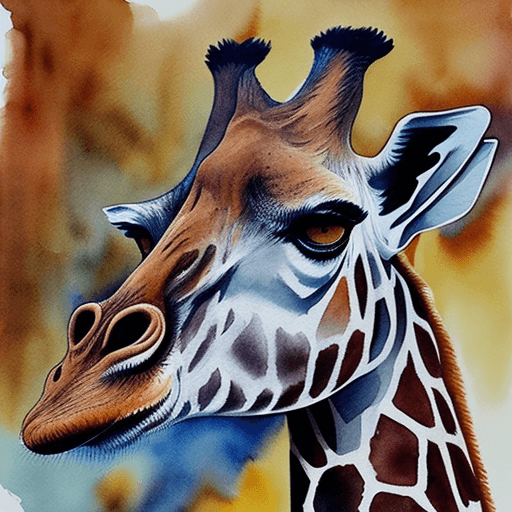 AI generated: giraffe , full body profile, watercolor