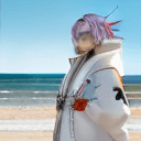 AI generated: tenkyuu chimata, rainbow-colored hair band, rainbow-colored shattered-pattern clothes, zipper lines ...