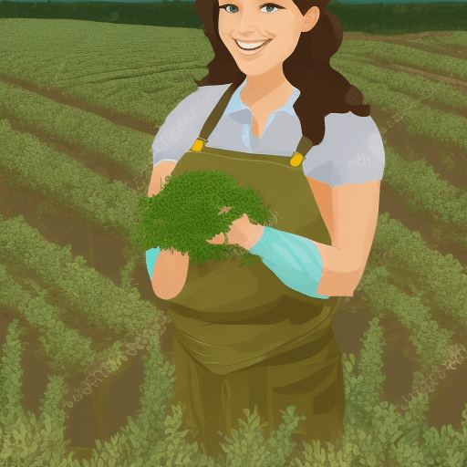 AI generated: modern rural woman proud of her work in the olive field using farm tools in vector style