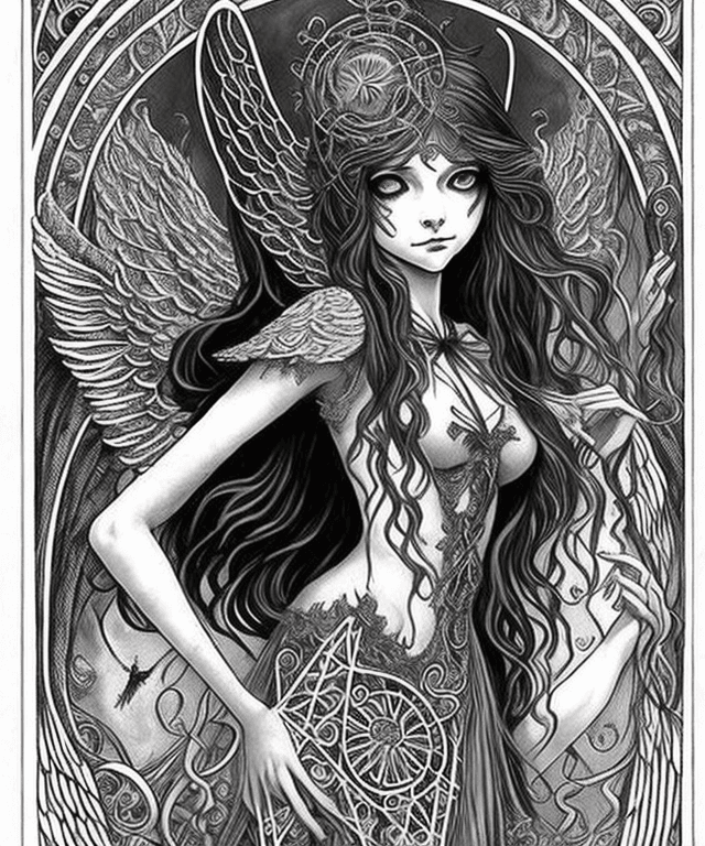 AI generated: (masterpiece, top quality, best, official art, beautiful and aesthetic:1. 2), 1girl, (half angel hal...