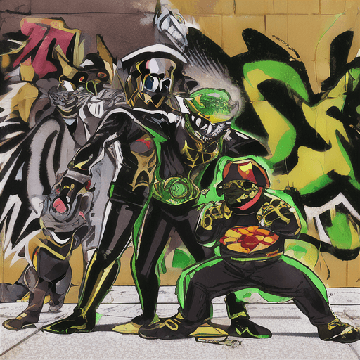 AI generated: A black man in a  green metallic superhero suit with gold gloves and yellow boots,black sunglasses w...