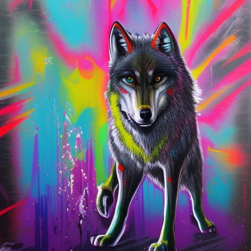 AI generated: a wolf in a vibrant theme