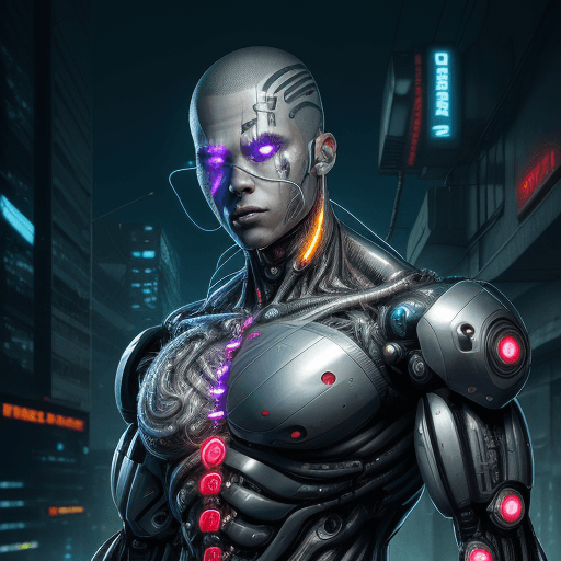 AI generated: cyborg man | with a visible detailed brain| muscles cable wires| biopunk| cybernetic| cyberpunk | us...