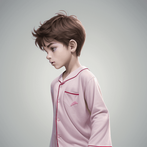 AI generated: Create a digital illustration featuring a young boy viewed from the side. The boy should have a hurr...