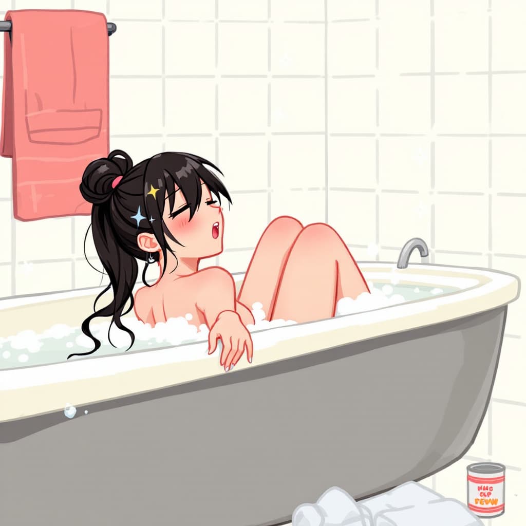 AI generated: Bathing NSFW_ best girl nice cute hot