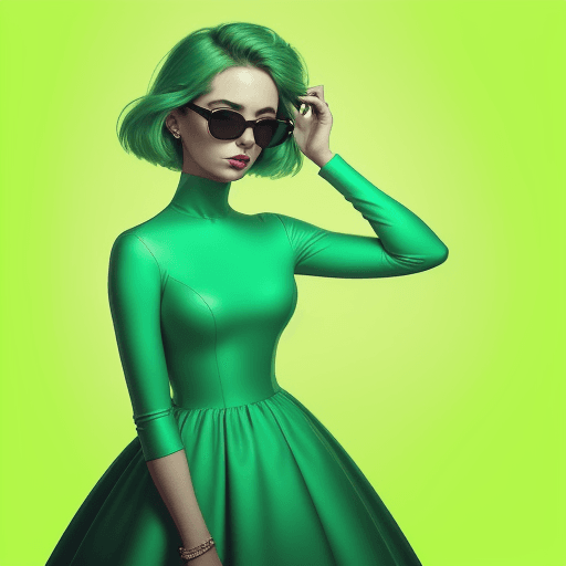 AI generated: The photograph depicts a woman wearing a beautiful green dress. It appears to be an album cover and ...