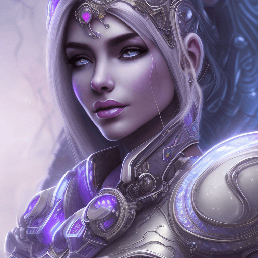 AI generated: a gorgeous draenei girl over a future cityscape, depth of field, oversized shirt, off one shoulder, ...