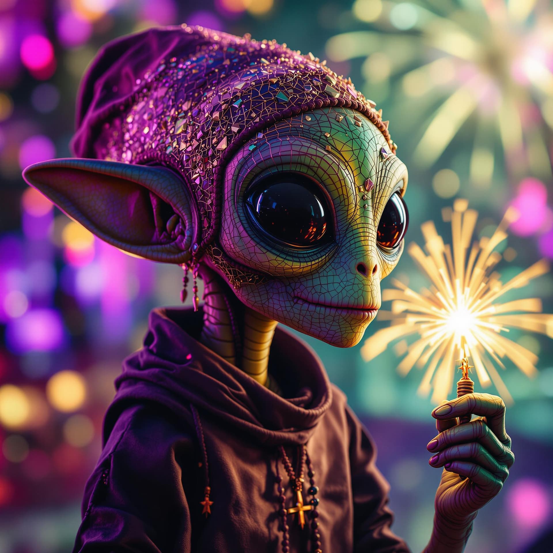 AI generated: The alien is enjoying the new year