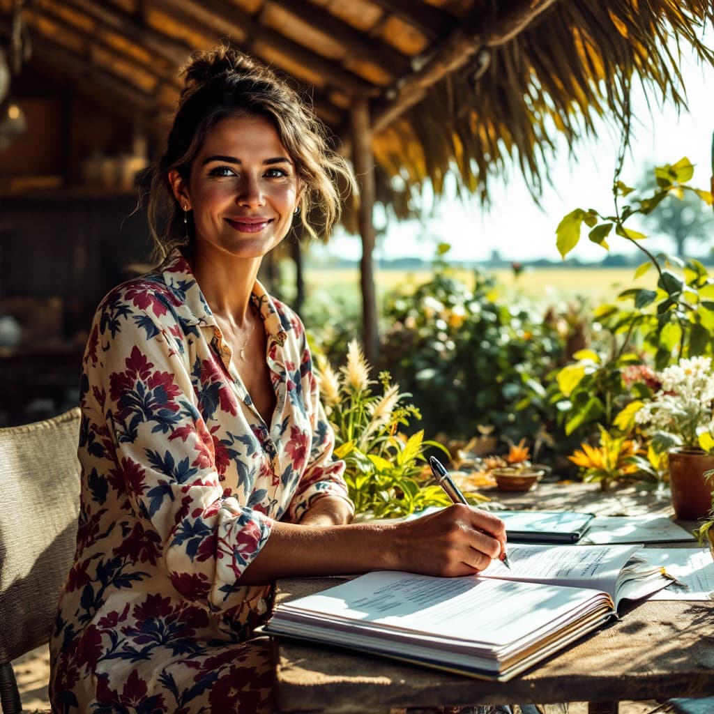 AI generated: A lawyer lady working in a rural enviroment
