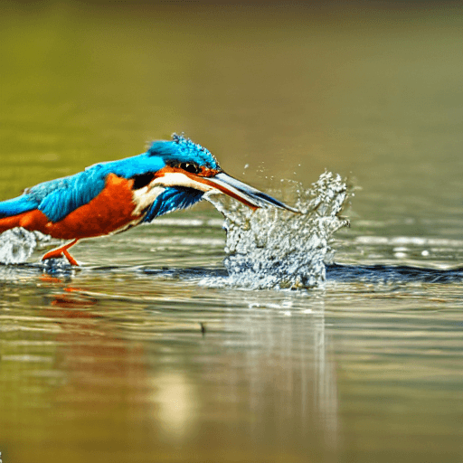 AI generated: Beautiful kingfisher catching a fish, cinematic lighting --beta --ar 2:3 --upbeta