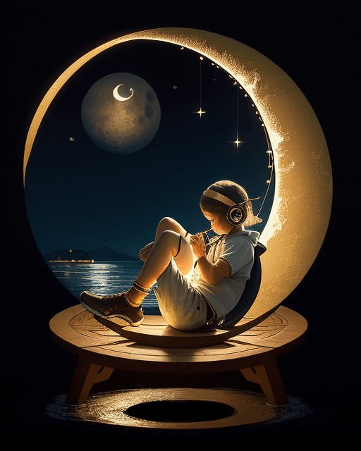 AI generated: Generate an image depicting a gilded crescent moon, while its bright center symbolizes the resilient...