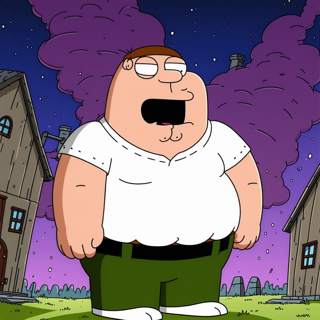 AI generated: family guy cosmic horror