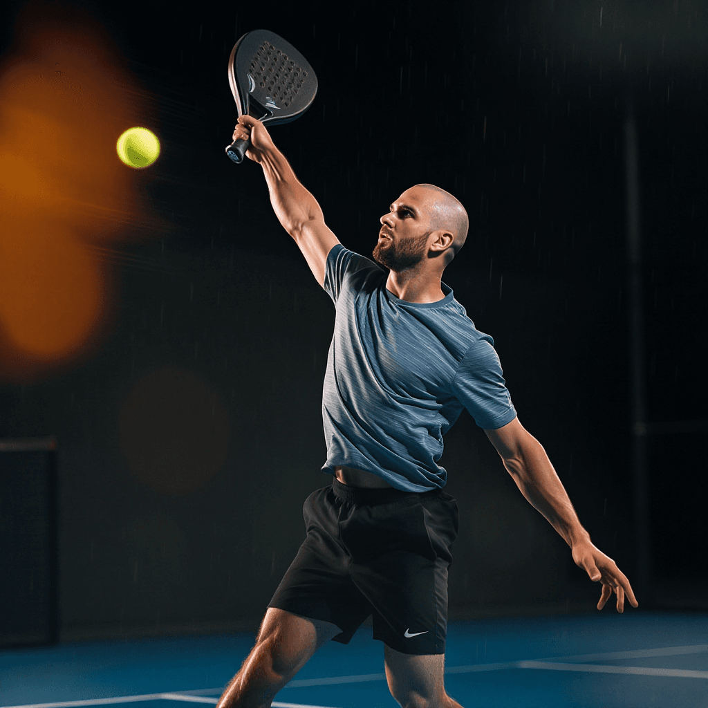 AI generated: Prompt principal (Stable Diffusion)
“Realistic sports photography, 40-year-old male padel player, b...