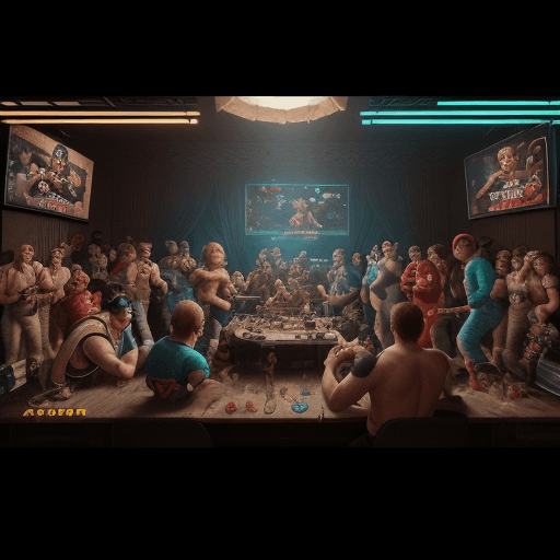 AI generated: Photo of a ultra realistic party in the style of retro video games and movies, with a lot of subject...