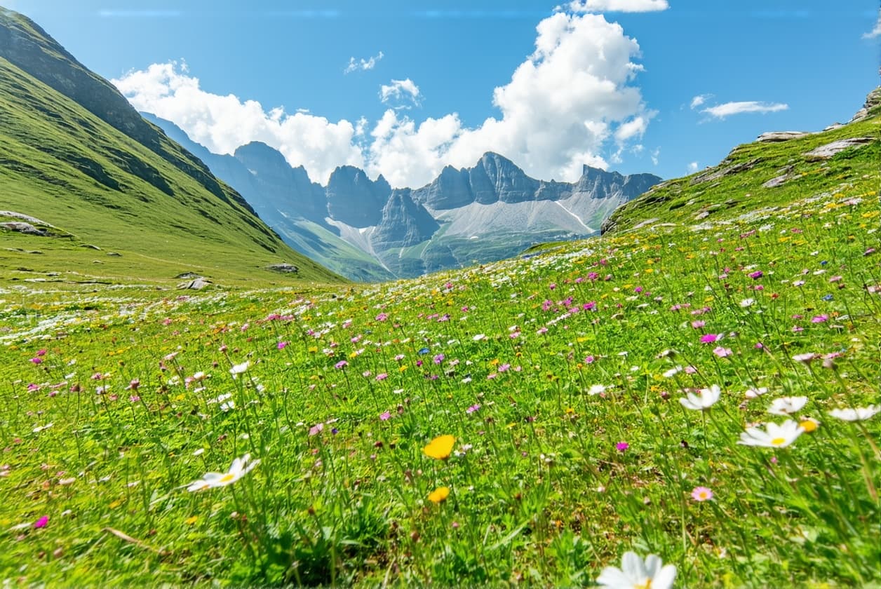 AI generated: "A breathtaking high-resolution image (at least 4 megapixels) capturing a serene, sunlit natural lan...