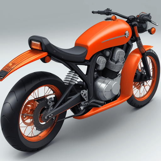 AI generated: Produce a detailed technical illustration of a motocycle, showcasing a cutaway design that reveals i...