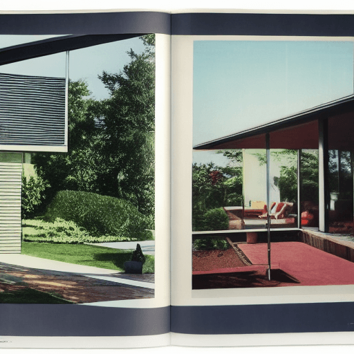 AI generated: Hyper realistic eye level exterior photo of a mid century modern style house overlooking the ocean, ...