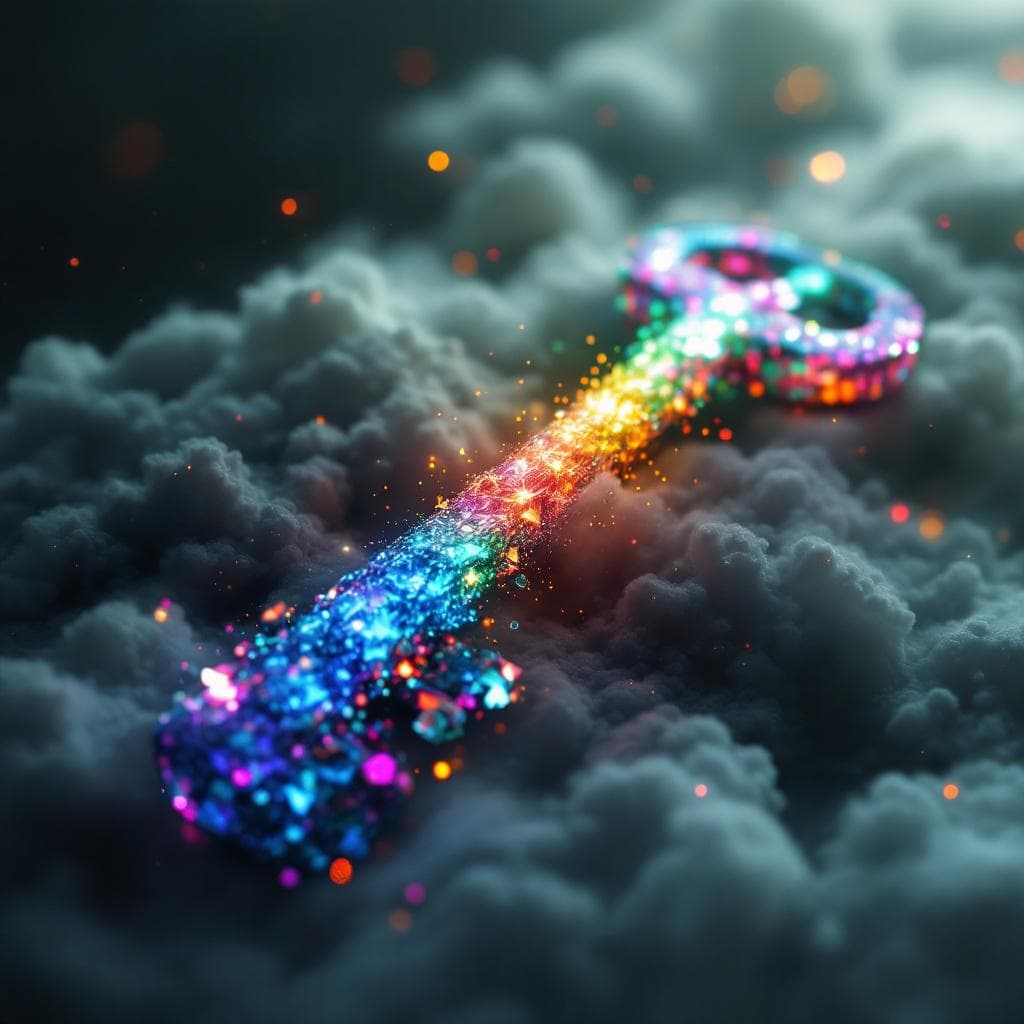 AI generated: Create a key made of Life and Soul energy pulsing at the hilt with the teeth of the key made of all ...