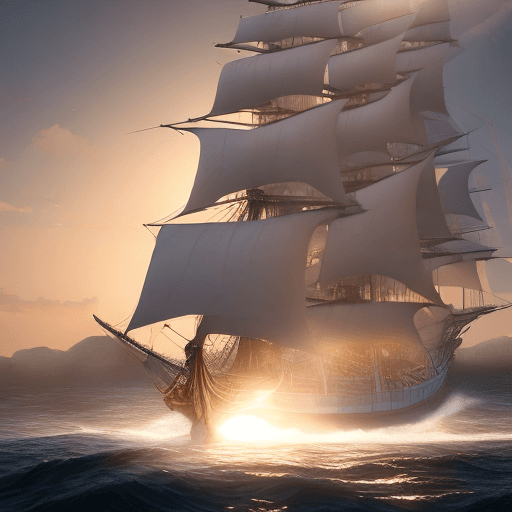 AI generated: Photo of a ultra realistic sailing ship, dramatic light, pale sunrise, cinematic lighting, battered,...