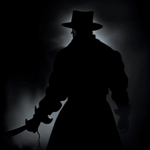 AI generated: The silhouette of Freddy Krueger with his knified fingers
seen from behind holding a whip in one han...