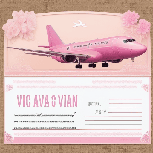 AI generated: aesthetic custom voucher about travelling with airplane with nice pink-ish color with custom text "V...