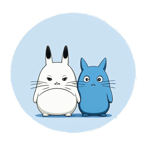 AI generated: [a whimsical blue line art illustration of a cartoon character], suitable for print on demand and ca...